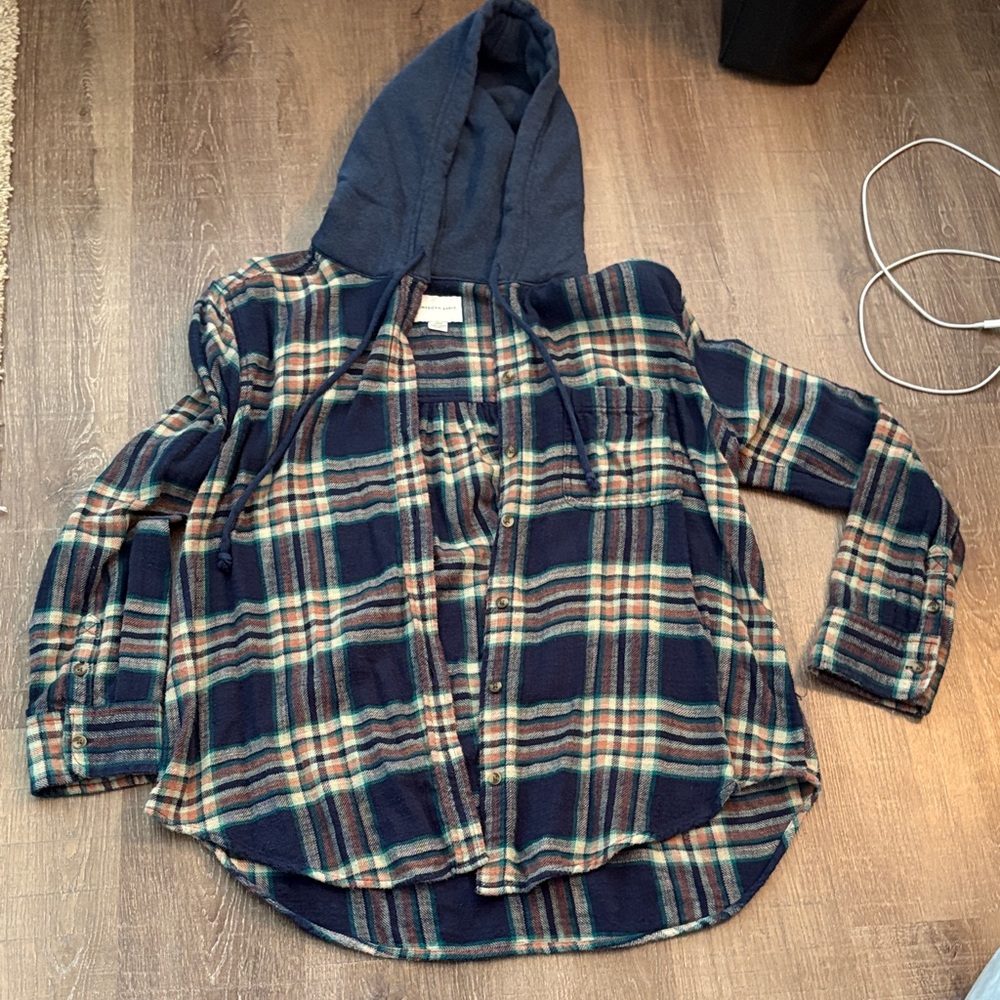 American Eagle Outfitters Hooded Flannel